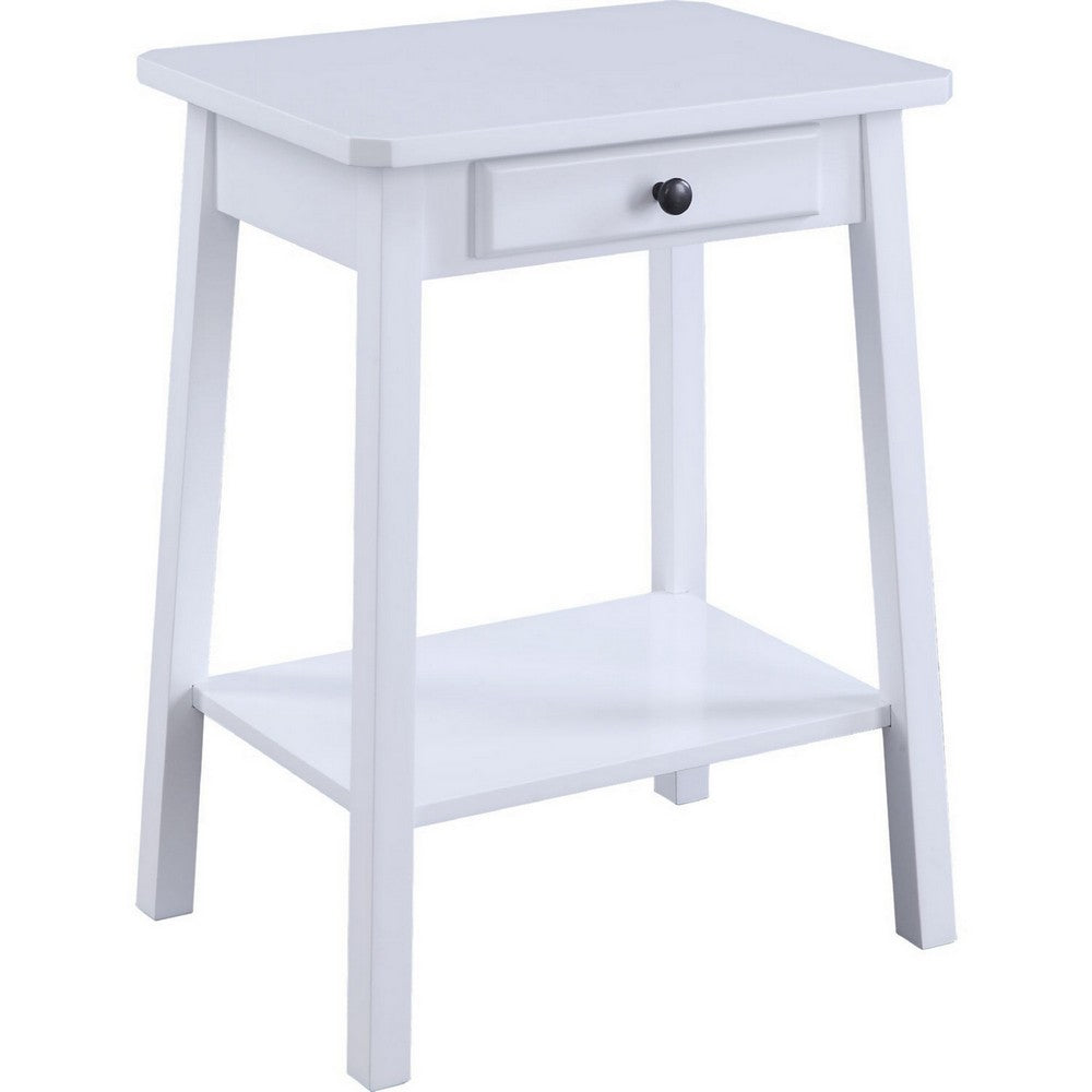 MDF Accent Table with 1 Drawer and Open Shelf, White - BM250309