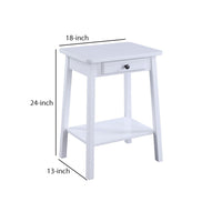 MDF Accent Table with 1 Drawer and Open Shelf, White - BM250309