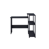 Writing Desk with L Shaped Design and 3 Tier Wooden Shelves, Black - BM250315