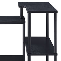 Writing Desk with L Shaped Design and 3 Tier Wooden Shelves, Black - BM250315