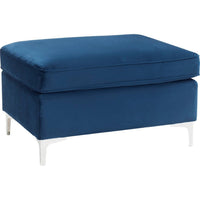 Ottoman with Removable Cushion Seat and Sleek Legs, Blue - BM250317
