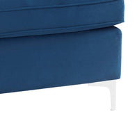Ottoman with Removable Cushion Seat and Sleek Legs, Blue - BM250317