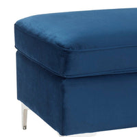 Ottoman with Removable Cushion Seat and Sleek Legs, Blue - BM250317