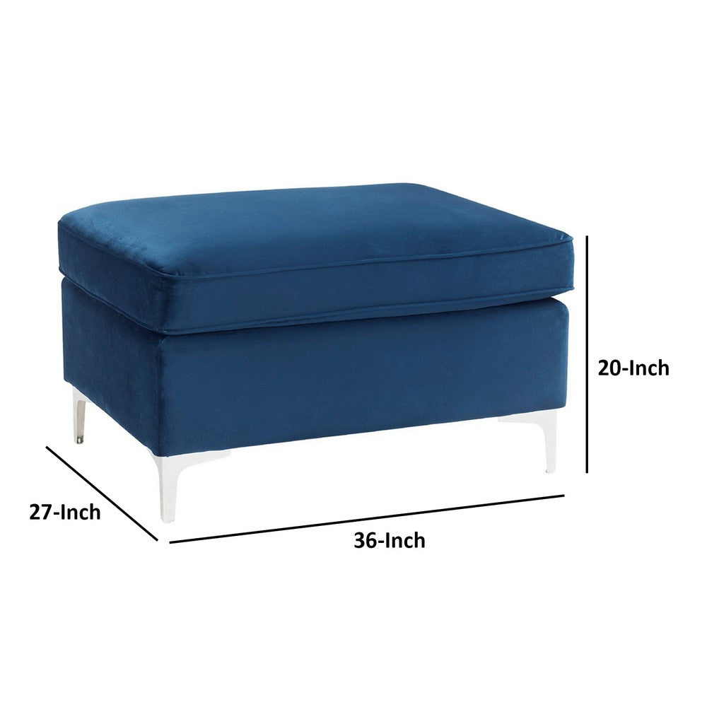 Ottoman with Removable Cushion Seat and Sleek Legs, Blue - BM250317