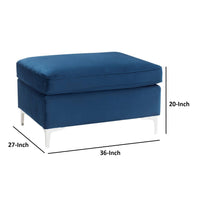 Ottoman with Removable Cushion Seat and Sleek Legs, Blue - BM250317