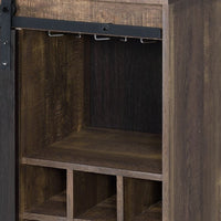 Wine Cabinet with Metal Barn Sliding Glass Door and 9 Cubbies, Brown - BM250329