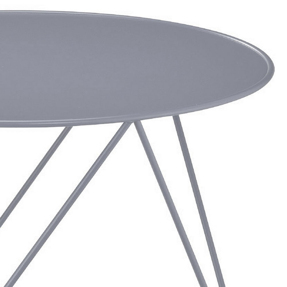 Accent Table with Open Geometric Base and Round Top, Gray - BM250330