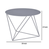 Accent Table with Open Geometric Base and Round Top, Gray - BM250330