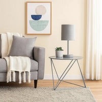 Accent Table with Open Geometric Base and Round Top, Gray - BM250330