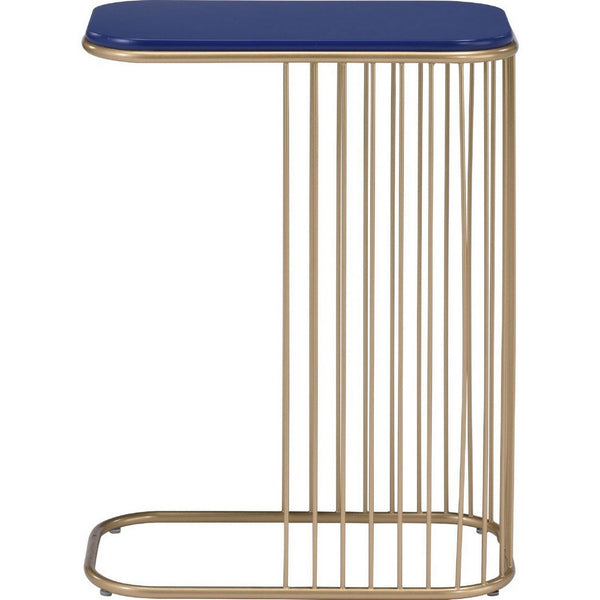 Open Framed Unique Accent Table, Blue and Gold - BM250333