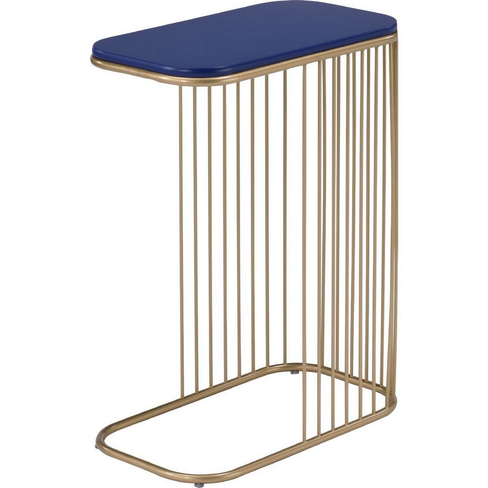 Open Framed Unique Accent Table, Blue and Gold - BM250333