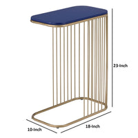 Open Framed Unique Accent Table, Blue and Gold - BM250333