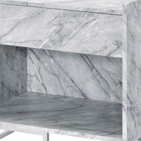 Faux Marble Accent Table with Chrome Finish, White - BM250334