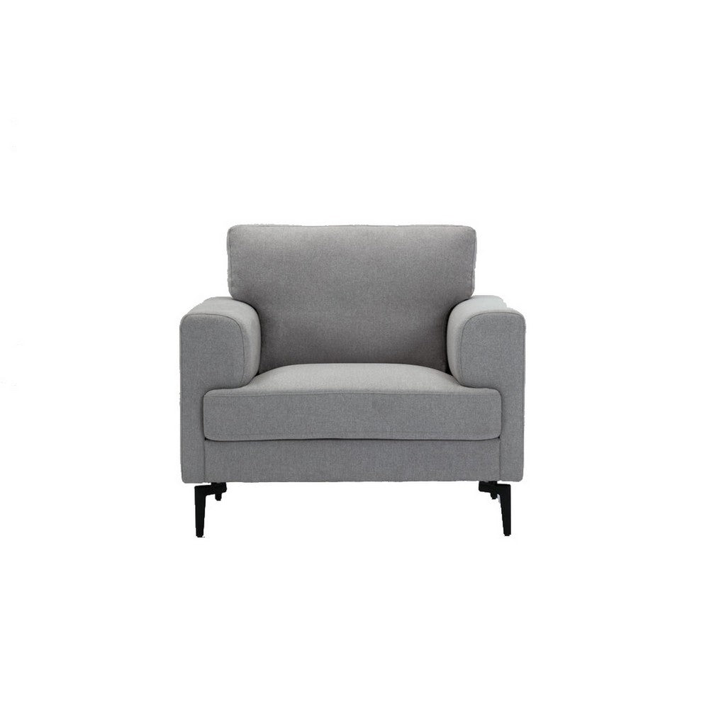 Chair with Fabric Upholstery and Sleek Metal Legs, Gray - BM250339