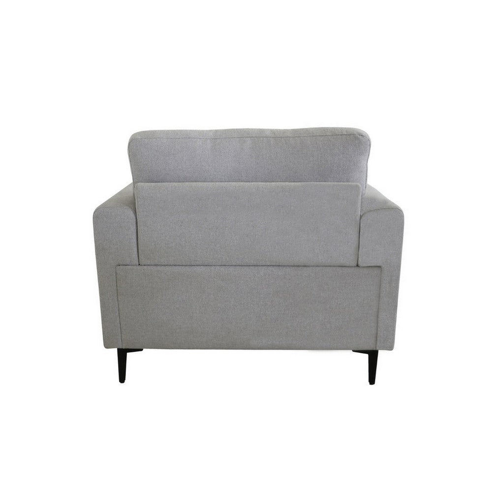 Chair with Fabric Upholstery and Sleek Metal Legs, Gray - BM250339