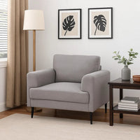Chair with Fabric Upholstery and Sleek Metal Legs, Gray - BM250339