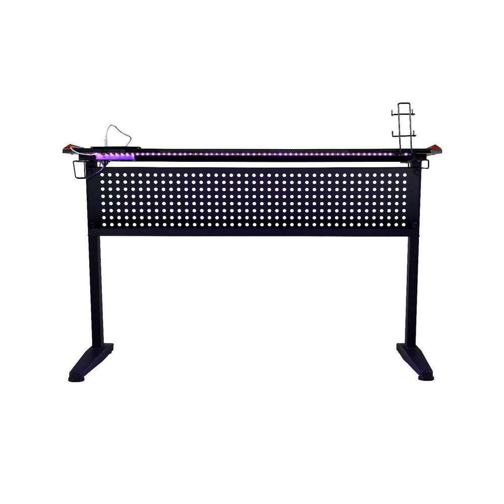 MDF Gaming Table with Cup and Controller Holders, Black - BM250341