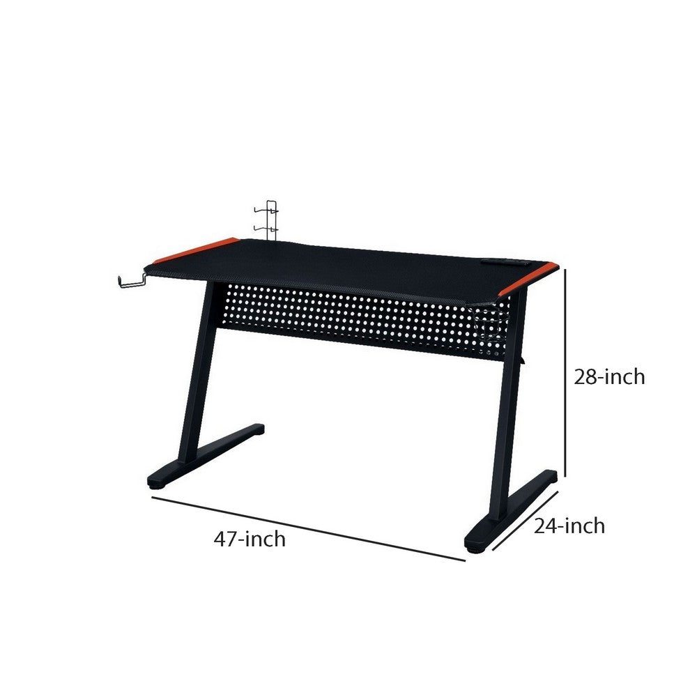 MDF Gaming Table with Cup and Controller Holders, Black - BM250341