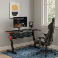 MDF Gaming Table with Cup and Controller Holders, Black - BM250341