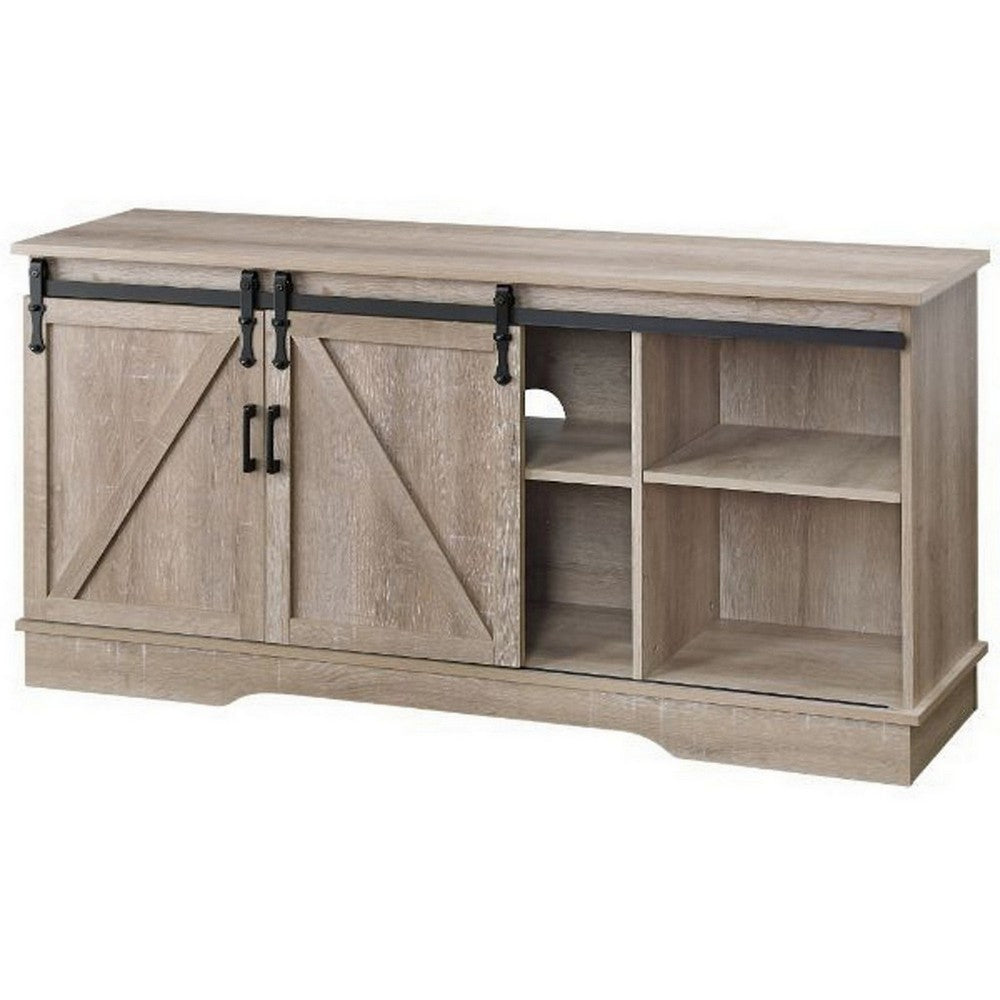 Versatile Rectangular Wooden TV Stand, Brown - BM250351