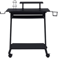 Gaming Desk with Metal Frame and Casters, Black - BM250361