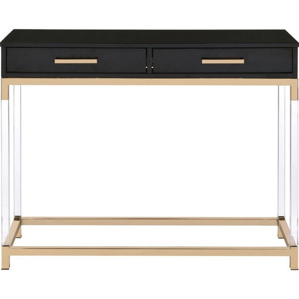 Metal Base Framed Console Table, Black and Gold - BM250363