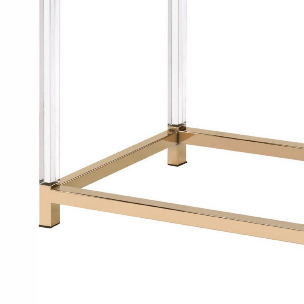 Metal Base Framed Console Table, Black and Gold - BM250363