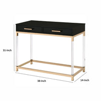 Metal Base Framed Console Table, Black and Gold - BM250363