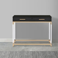 Metal Base Framed Console Table, Black and Gold - BM250363