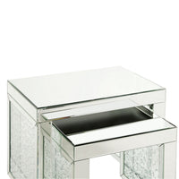 Accent Table with Mirrored Top and Faux Crystal Accent, Small, Silver - BM250367