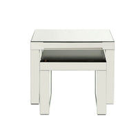 Accent Table with Mirrored Top and Faux Crystal Accent, Small, Silver - BM250367