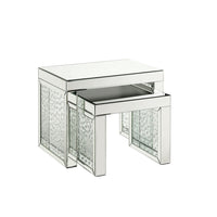 Accent Table with Mirrored Top and Faux Crystal Accent, Small, Silver - BM250367
