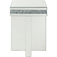 End Table with Encrusted Faux Acrylic Inlay and Cross Base, Silver - BM250368