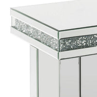 End Table with Encrusted Faux Acrylic Inlay and Cross Base, Silver - BM250368