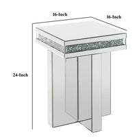 End Table with Encrusted Faux Acrylic Inlay and Cross Base, Silver - BM250368