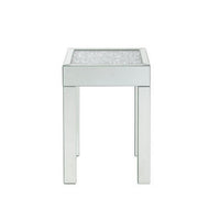 End Table with Faux Acrylic Diamond Top and Block Legs, Silver - BM250372