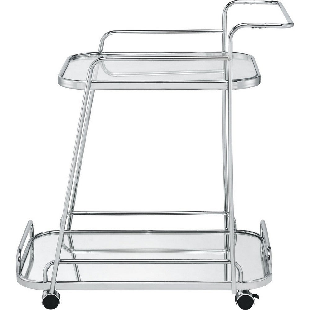 Clear Glass 2-Tier Serving Cart With Chrome Finish - BM250375