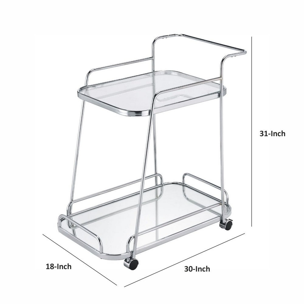 Clear Glass 2-Tier Serving Cart With Chrome Finish - BM250375