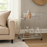 Clear Glass 2-Tier Serving Cart With Chrome Finish - BM250375