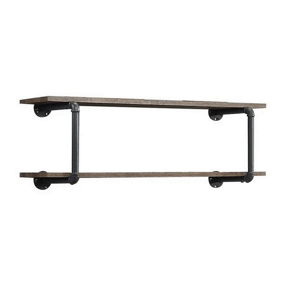 Antique Metal Framed Wall Rack, Brown and Gray - BM250382
