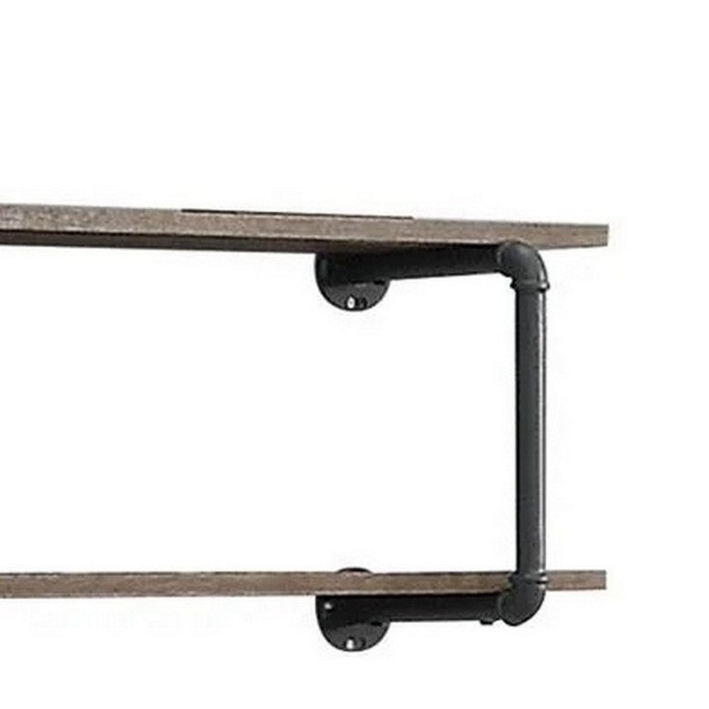 Antique Metal Framed Wall Rack, Brown and Gray - BM250382