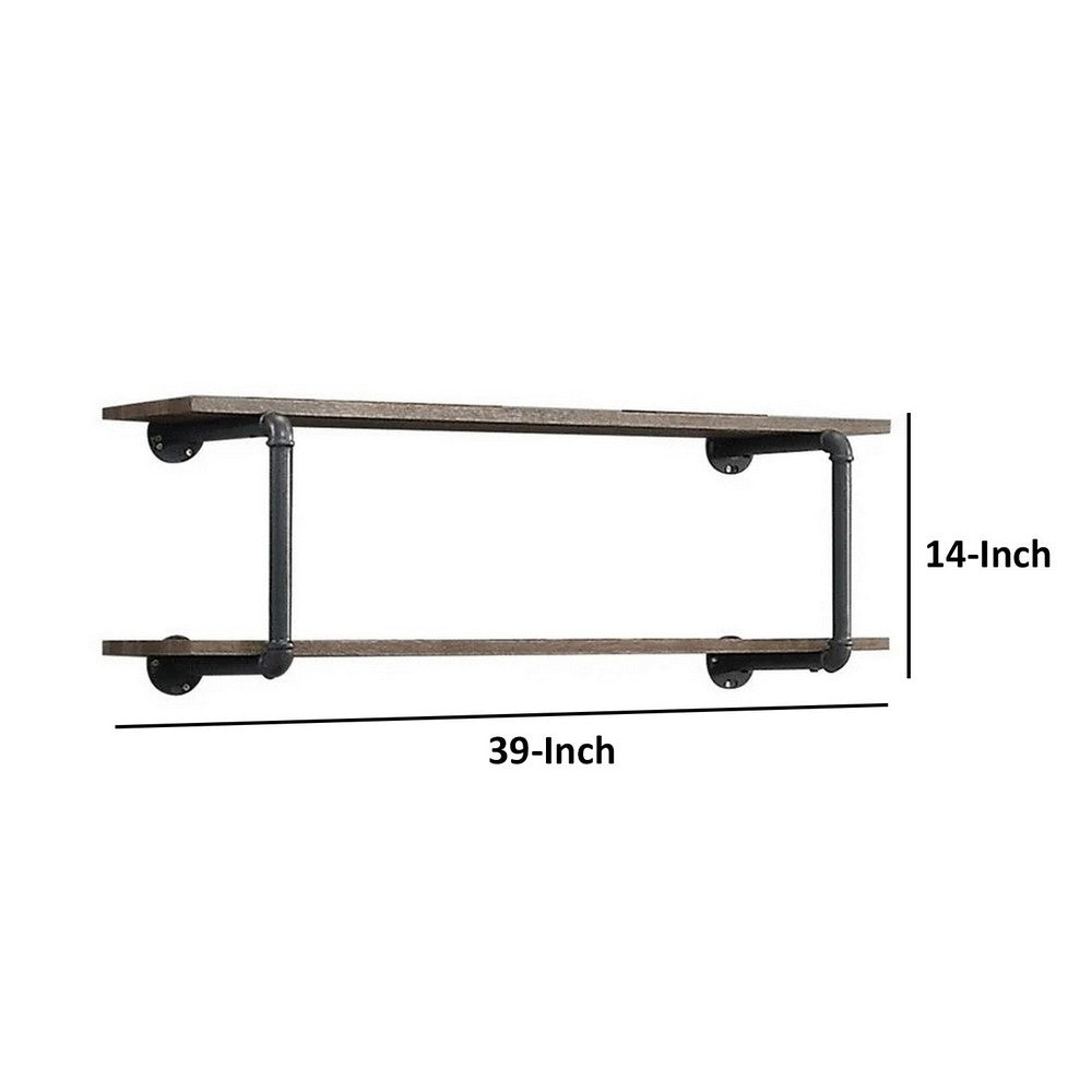 Antique Metal Framed Wall Rack, Brown and Gray - BM250382