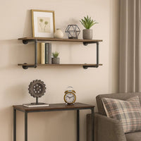 Antique Metal Framed Wall Rack, Brown and Gray - BM250382