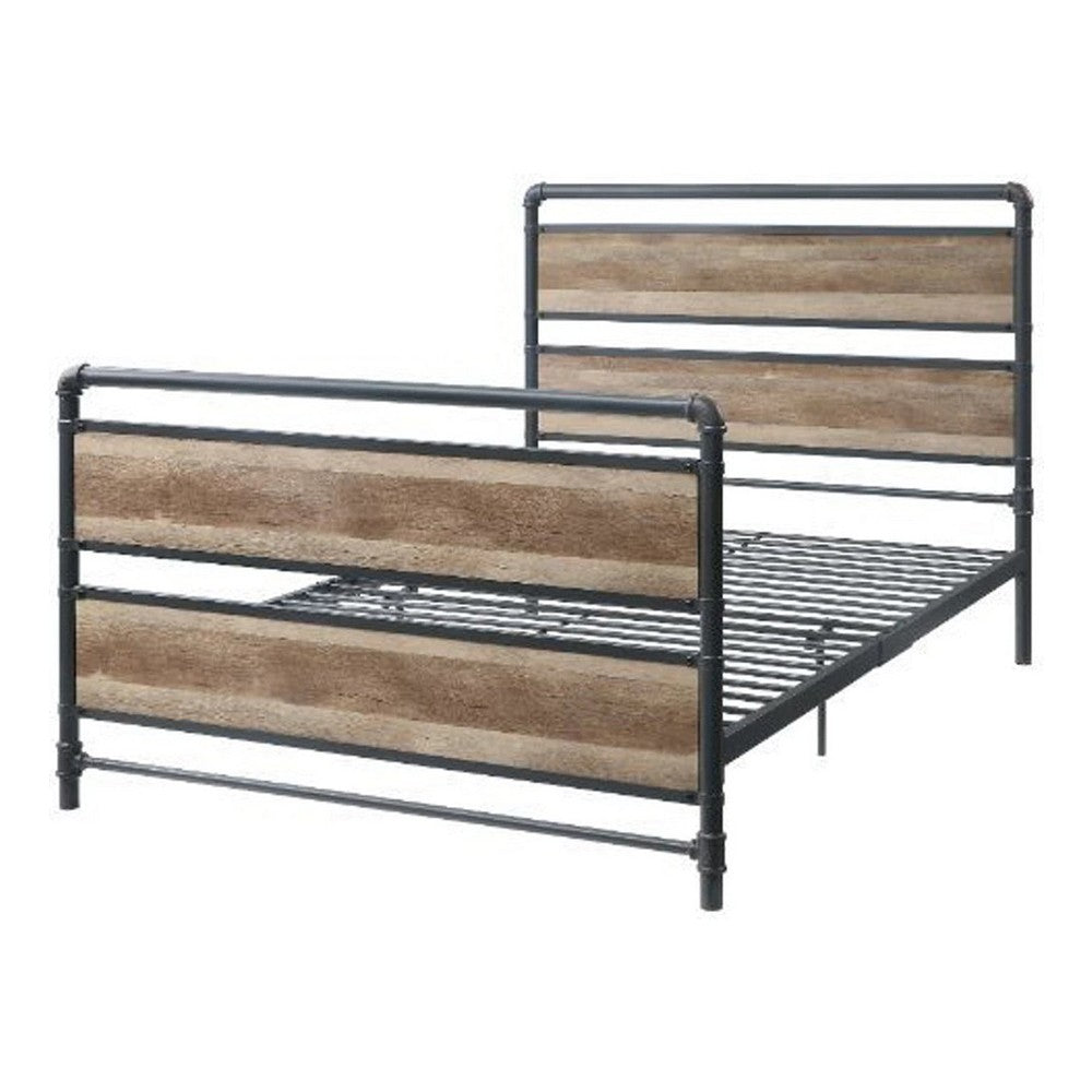 Metal Framed Full Bed, Brown and Gray - BM250383