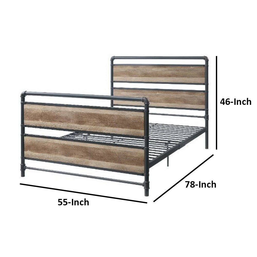Metal Framed Full Bed, Brown and Gray - BM250383