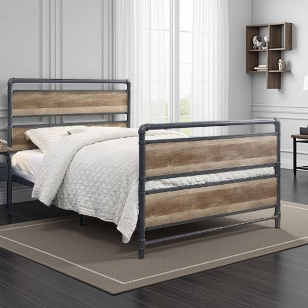 Metal Framed Full Bed, Brown and Gray - BM250383