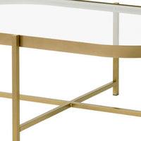 Coffee Table with Oblong Glass Top and Metal Frame, Gold - BM250407