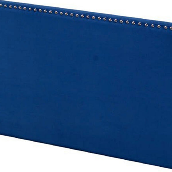 Queen Bed with Platform Style and Nailhead Trim, Blue - BM250409