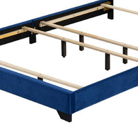 Queen Bed with Platform Style and Nailhead Trim, Blue - BM250409