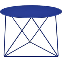 Accent Table with Open Geometric Base and Round Top, Blue - BM250411